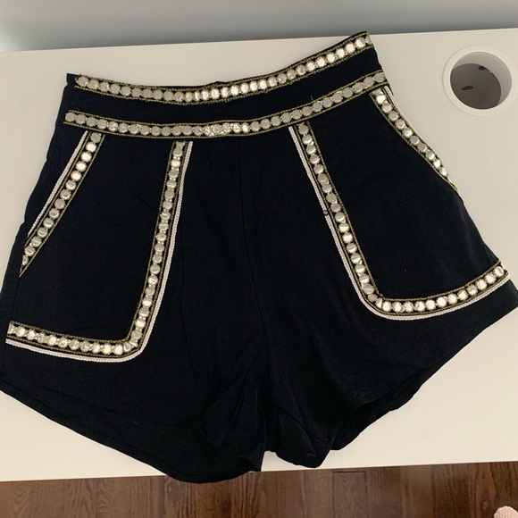 Black Twill Detailed Shorts